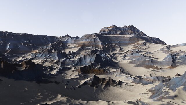 beautiful view from an exoplanet, a view from an alien planet, a computer-generated surface, a fantastic view of an unknown world, a fantasy world 3D render
