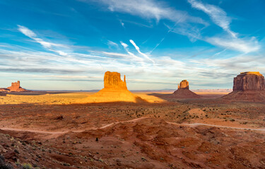 USA, Monument Valley Navajo Tribal Park in Arizona on sunset. January 