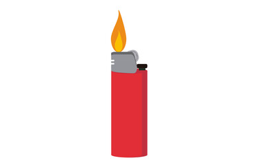 Illustration of an isolated red lighter in flat style