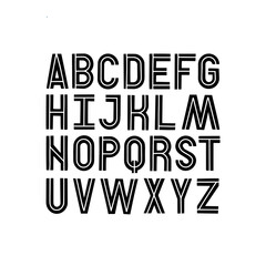 Scandinavan style artisic abc. Hand drawn minimalistic alphabet. Vector letters.