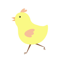 Little cute Easter chicken, funny yellow flat style cartoon character vector illustration, symbol of festive springtime period clipart for cards, banner, Easter decor