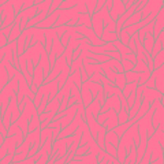 Seamless pattern of light thin abstract lines on a pink background for textiles.