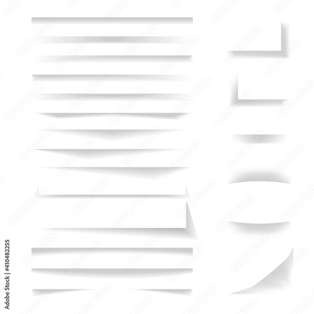 Poster collection of shadow dividers, paper shadow effect. vector transparent overlay shadows for elements 