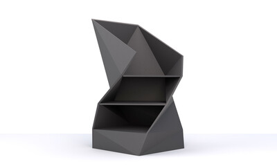 Angular Shape Empty POS Shelf Display. Advertising Stand Mock-up. 3D render