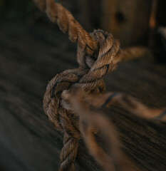 rope on a wooden background