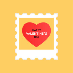 Valentine day poster design. Valentine day logo in Postage stamps.