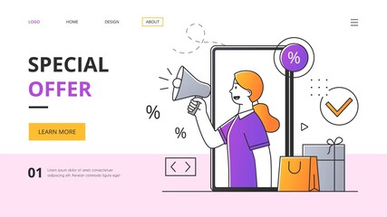 E-commerce and Shopping application concept. Website, webpage, landing page template. Minimal style flat cartoon vector illustrartion