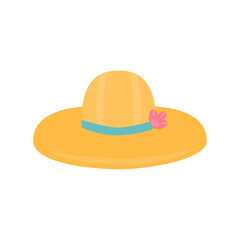 Straw hat. Gardening, summer vacation, beach attribute. Flat vector illustration