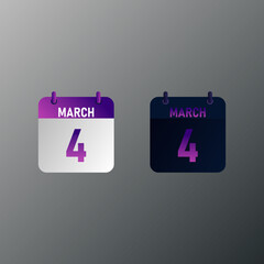Fototapeta na wymiar March daily calendar icon in flat design style. Vector illustration in light and dark design. 