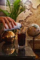 Aesthetically Pleasing Latte Art in Suburban Local Coffee Shop, Pourover Brewed Coffee