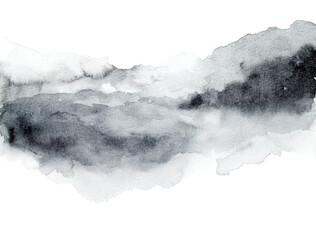 Grey abstract watercolor background. Painting on paper