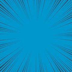 Speed Line background. Vector illustration. Comic book black and blue radial lines background.