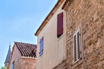 The facade of old houses. Montenegro