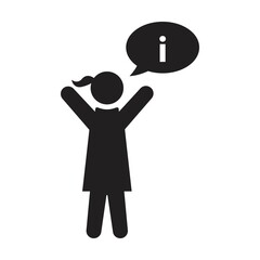 Feedback icon vector female person profile avatar with speech bubble symbol for discussion and information in flat color glyph pictogram illustration