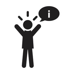 Consultant icon vector male person profile avatar with speech bubble symbol for discussion and information in flat color glyph pictogram illustration