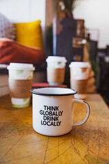 Aesthetically Pleasing Latte Art in Suburban Local Coffee Shop, Pourover Brewed Coffee