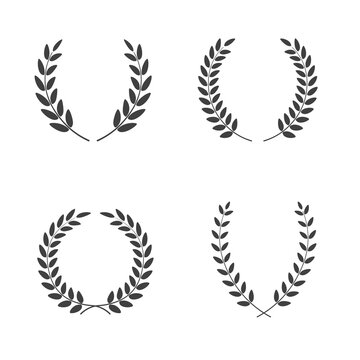 Set of laurel wreaths vectors of different shapes isolated on white