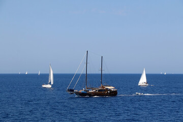 Sailing boat in Croatia. Beautiful Mediterranean landscape.