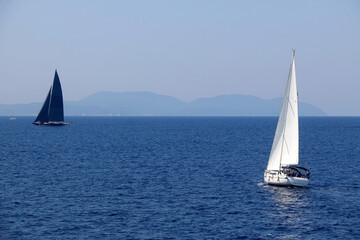 Obraz premium Sailing boat in Croatia. Beautiful Mediterranean landscape.
