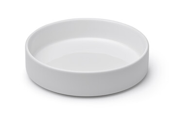 Empty white cylindrical ceramic bowl