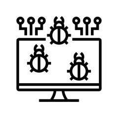 computer virus line icon vector. computer virus sign. isolated contour symbol black illustration