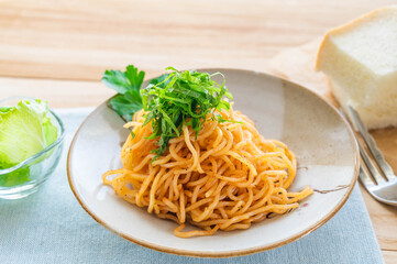 蒸し麺のたらこスパゲティ