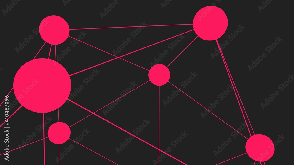 Poster pink circles with lines on a gray background. rendering. social theme.