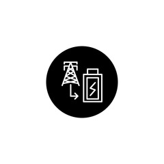 Electric tower icon in round black style. Ecology icon. Vector