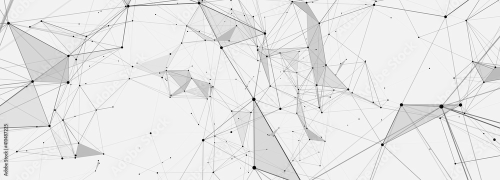 Leinwandbilder Abstract digital background of points, lines and triangles. Glowing plexus. Big data. Network or connection. Abstract technology science background. 3d vector illustration.