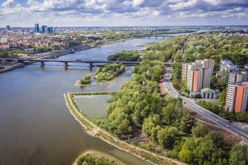Vistula River in Warsaw city, Poland