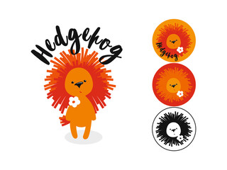 Isolated cartoon hedgehog illustration. Character and logo - 410487698