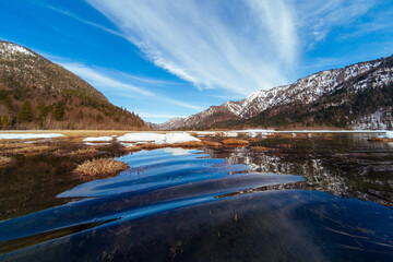 Icy mountain lake