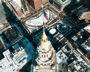 Cleveland Ohio covered in snow during the winter months - obrazy, fototapety, plakaty
