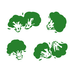 Broccoli icons hand drawn style in vector on white background