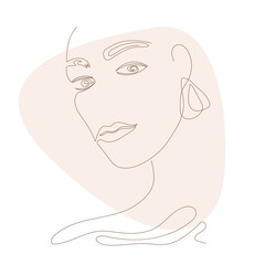 Line art woman portrait. Abstract lineart pattern background for design beauty shop poster, cosmetology product, girls party invitation etc.