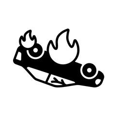 Burning car. Auto accident, inverted car with fire
