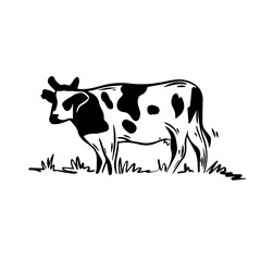 Cow logo icon in vector hand drawn style on white background