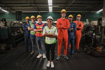 group worker in factory on the machine