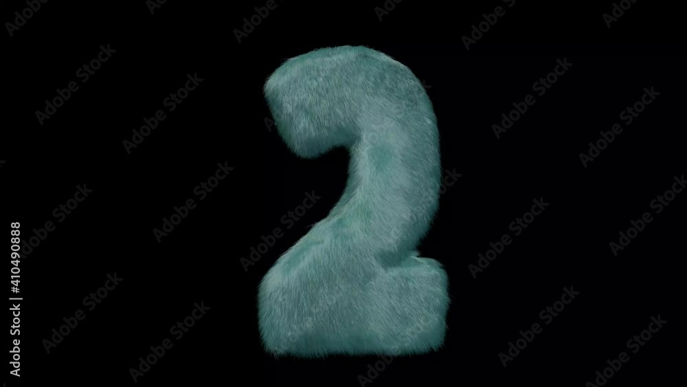 Poster number made from mink fur.color menthol.there is animation and alpha mask.