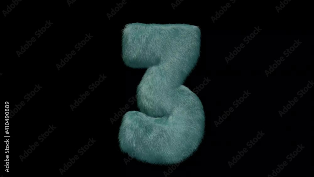 Poster number made from mink fur.color menthol.there is animation and alpha mask.
