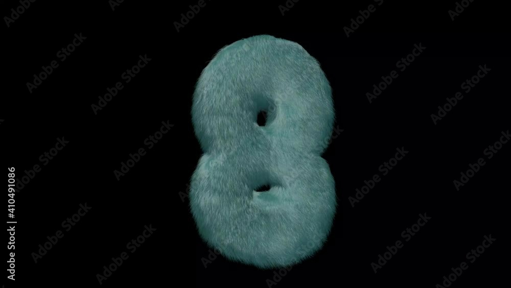 Poster number made from mink fur.color menthol.there is animation and alpha mask.