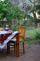 breakfast tea in garden