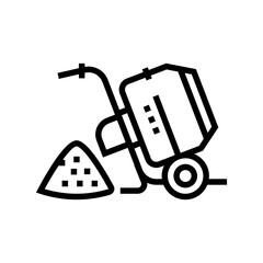 machine for mixing stone with cement line icon vector. machine for mixing stone with cement sign. isolated contour symbol black illustration