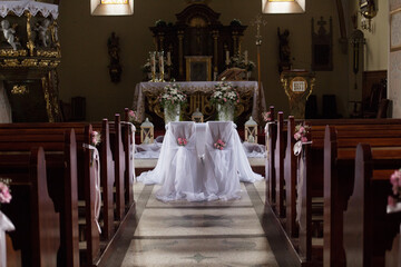 Place for the bride and groom in the church