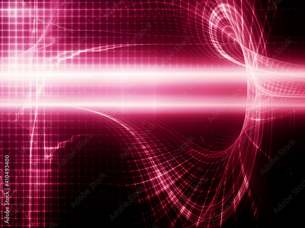 Fototapete Abstract red and black background. Detailed generative fractal graphics. Technology and science concept.