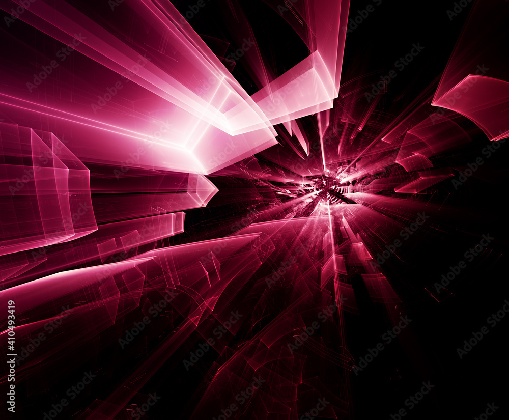 Poster abstract red and black background. fractal graphics 3d illustration. technology and science concept.