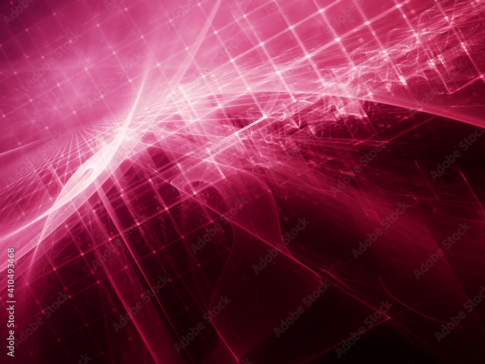 Fototapete Abstract red and black background. Detailed generative fractal graphics. Technology and science concept.