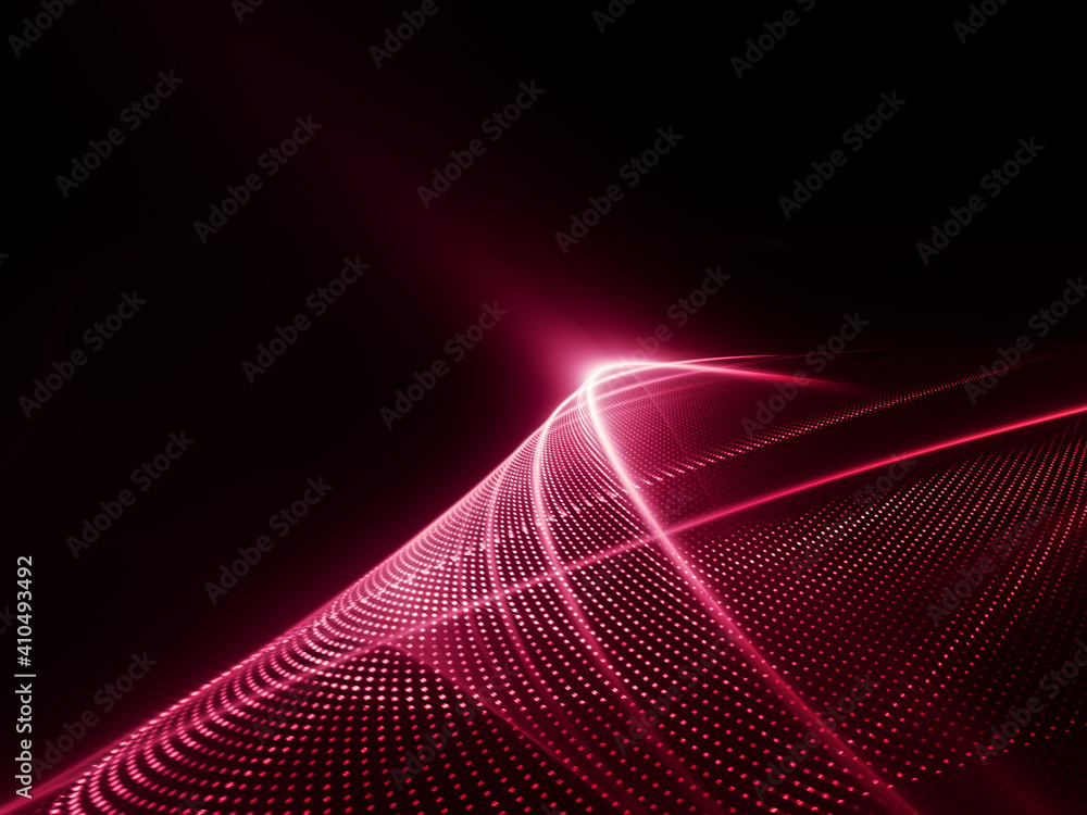 Poster abstract red and black background. detailed generative fractal graphics.