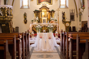 Place for the bride and groom in the church