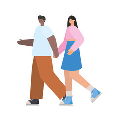 Obraz premium man and woman grabbing hands over a white background